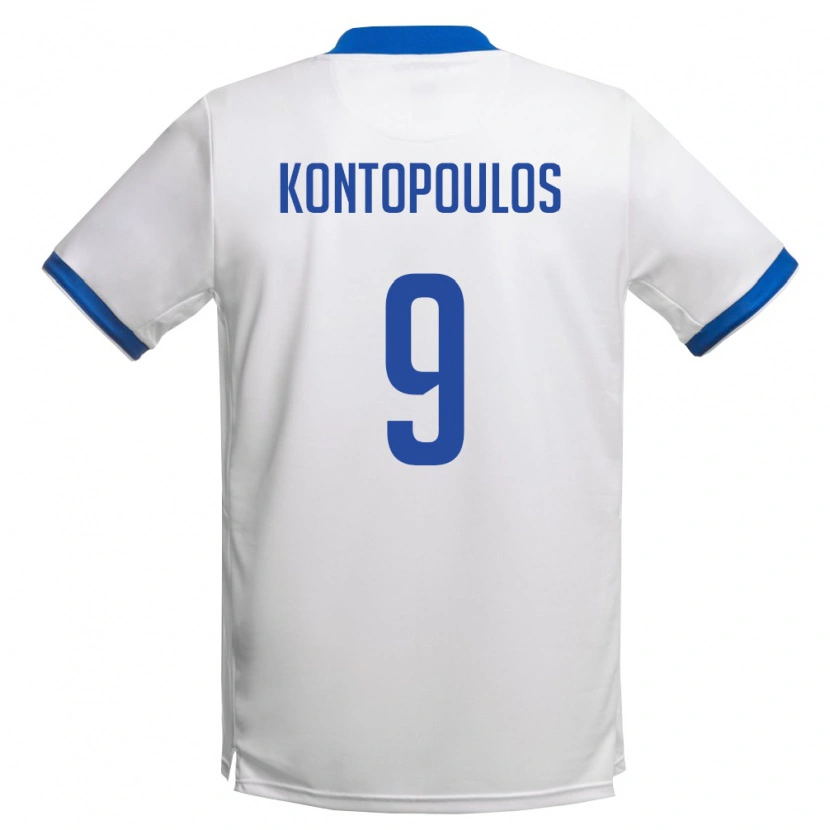 Danxen Hombre Camiseta Chipre Savvas Kontopoulos #9 Blanco Azul Real 2ª Equipación 26-28 La Camisa México