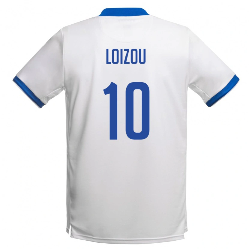 Danxen Hombre Camiseta Chipre Loizos Loizou #10 Blanco Azul Real 2ª Equipación 26-28 La Camisa México