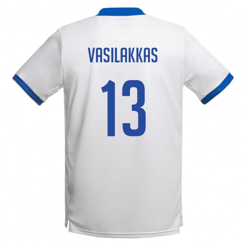Danxen Hombre Camiseta Chipre Vasilis Vasilakkas #13 Blanco Azul Real 2ª Equipación 26-28 La Camisa México
