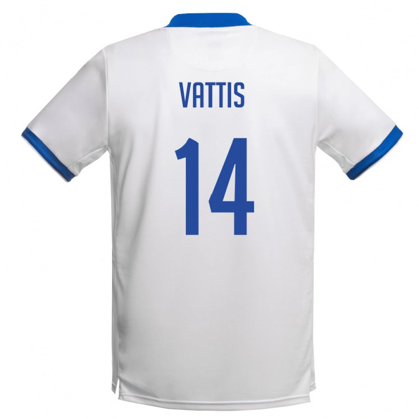 Danxen Hombre Camiseta Chipre Charalampos Vattis #14 Blanco Azul Real 2ª Equipación 26-28 La Camisa México