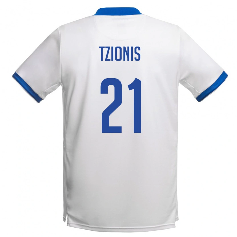 Danxen Hombre Camiseta Chipre Marinos Tzionis #21 Blanco Azul Real 2ª Equipación 26-28 La Camisa México