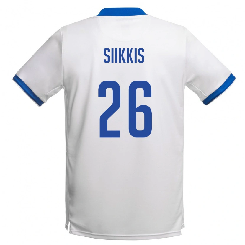 Danxen Hombre Camiseta Chipre Andreas Siikkis #26 Blanco Azul Real 2ª Equipación 26-28 La Camisa México