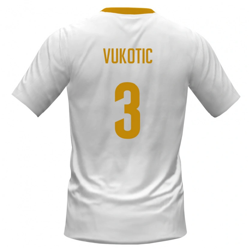 Danxen Hombre Camiseta Montenegro Balsa Vukotic #3 Blanco Rojo Amarillo 2ª Equipación 26-28 La Camisa México