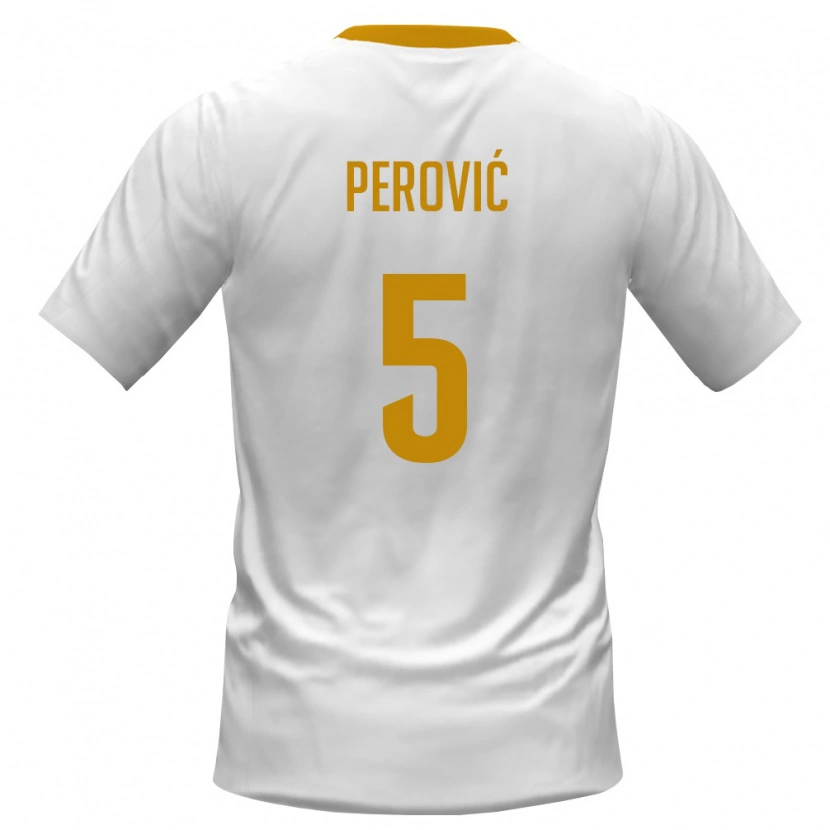 Danxen Hombre Camiseta Montenegro Marko Perovic #5 Blanco Rojo Amarillo 2ª Equipación 26-28 La Camisa México