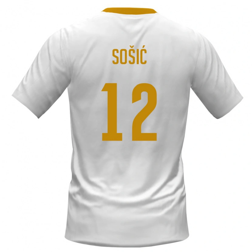 Danxen Hombre Camiseta Montenegro Simon Sošić #12 Blanco Rojo Amarillo 2ª Equipación 26-28 La Camisa México