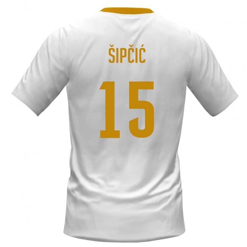 Danxen Hombre Camiseta Montenegro Nikola Sipcic #15 Blanco Rojo Amarillo 2ª Equipación 26-28 La Camisa México