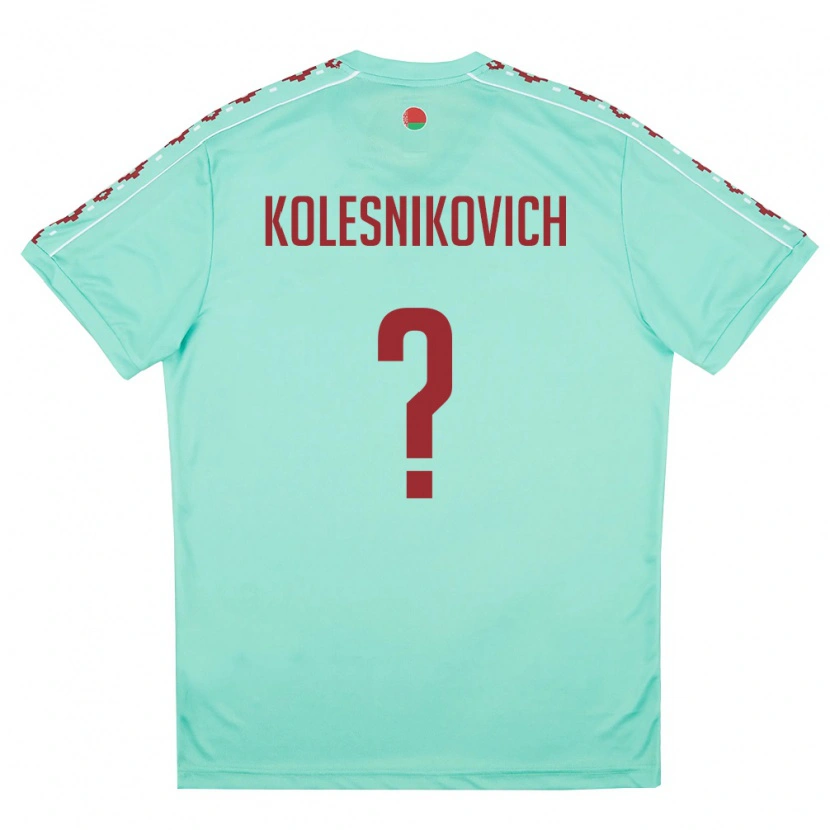 Danxen Hombre Camiseta Bielorrusia Nikita Kolesnikovich #0 Verde Claro Borgoña 2ª Equipación 26-28 La Camisa México