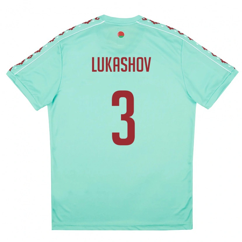 Danxen Hombre Camiseta Bielorrusia Anton Lukashov #3 Verde Claro Borgoña 2ª Equipación 26-28 La Camisa México