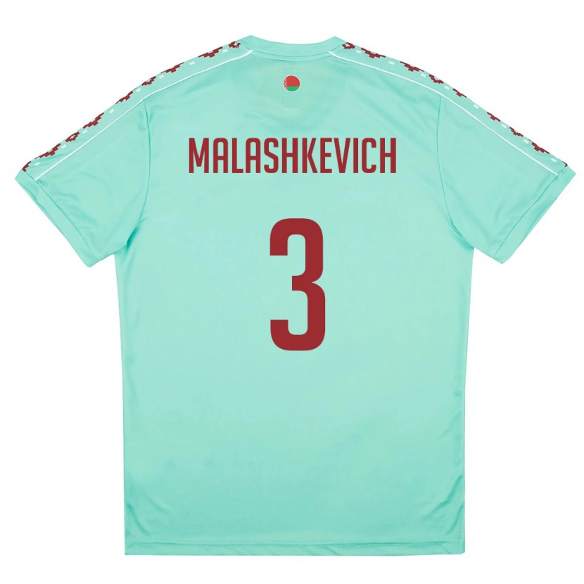 Danxen Hombre Camiseta Bielorrusia Dmitriy Malashkevich #3 Verde Claro Borgoña 2ª Equipación 26-28 La Camisa México
