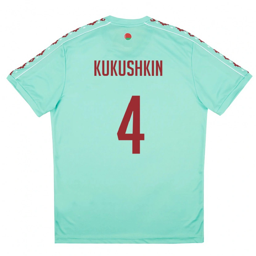 Danxen Hombre Camiseta Bielorrusia Georgiy Kukushkin #4 Verde Claro Borgoña 2ª Equipación 26-28 La Camisa México