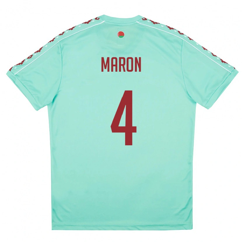 Danxen Hombre Camiseta Bielorrusia Dmitriy Maron #4 Verde Claro Borgoña 2ª Equipación 26-28 La Camisa México