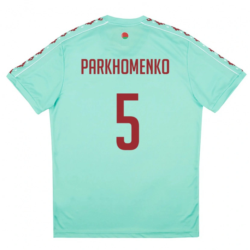 Danxen Hombre Camiseta Bielorrusia Egor Parkhomenko #5 Verde Claro Borgoña 2ª Equipación 26-28 La Camisa México