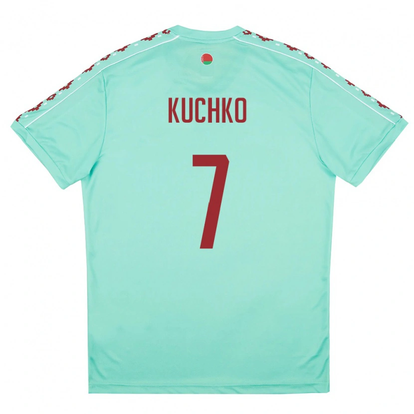 Danxen Hombre Camiseta Bielorrusia Gleb Kuchko #7 Verde Claro Borgoña 2ª Equipación 26-28 La Camisa México