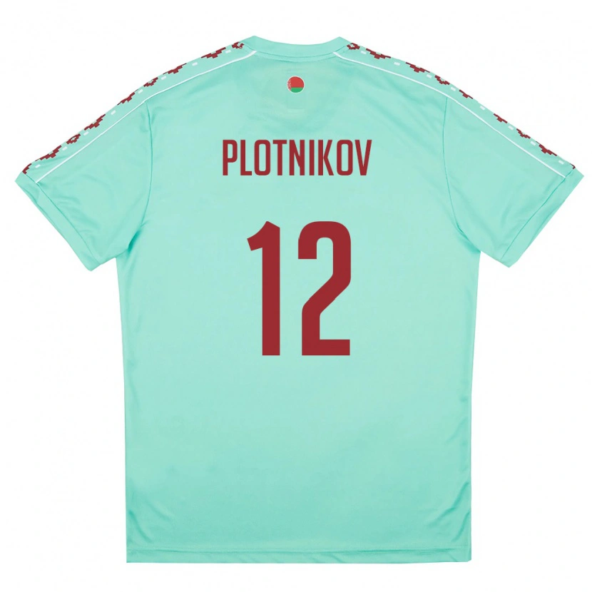 Danxen Hombre Camiseta Bielorrusia Maksim Plotnikov #12 Verde Claro Borgoña 2ª Equipación 26-28 La Camisa México