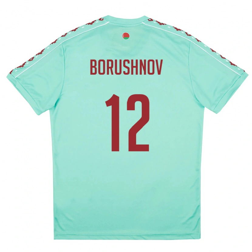 Danxen Hombre Camiseta Bielorrusia Nikolay Borushnov #12 Verde Claro Borgoña 2ª Equipación 26-28 La Camisa México