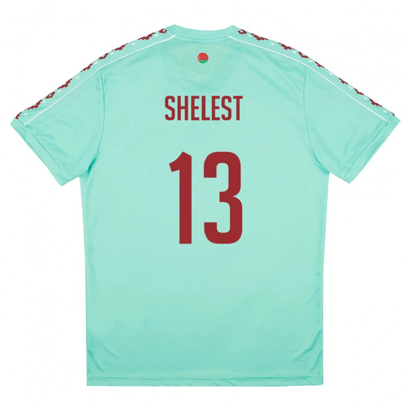 Danxen Hombre Camiseta Bielorrusia Kirill Shelest #13 Verde Claro Borgoña 2ª Equipación 26-28 La Camisa México
