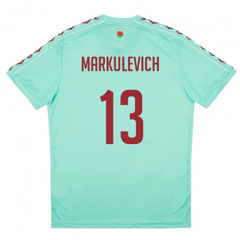 Danxen Hombre Camiseta Bielorrusia Ilya Markulevich #13 Verde Claro Borgoña 2ª Equipación 26-28 La Camisa México