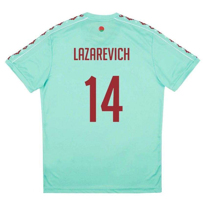 Danxen Hombre Camiseta Bielorrusia Marat Lazarevich #14 Verde Claro Borgoña 2ª Equipación 26-28 La Camisa México