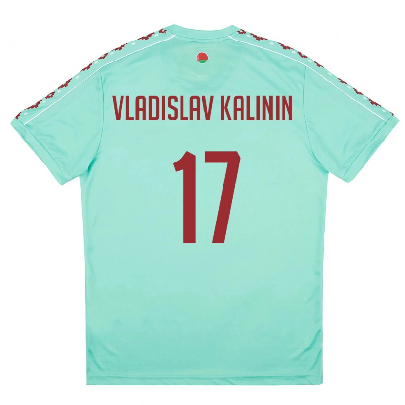 Danxen Hombre Camiseta Bielorrusia Vladislav Kalinin #17 Verde Claro Borgoña 2ª Equipación 26-28 La Camisa México