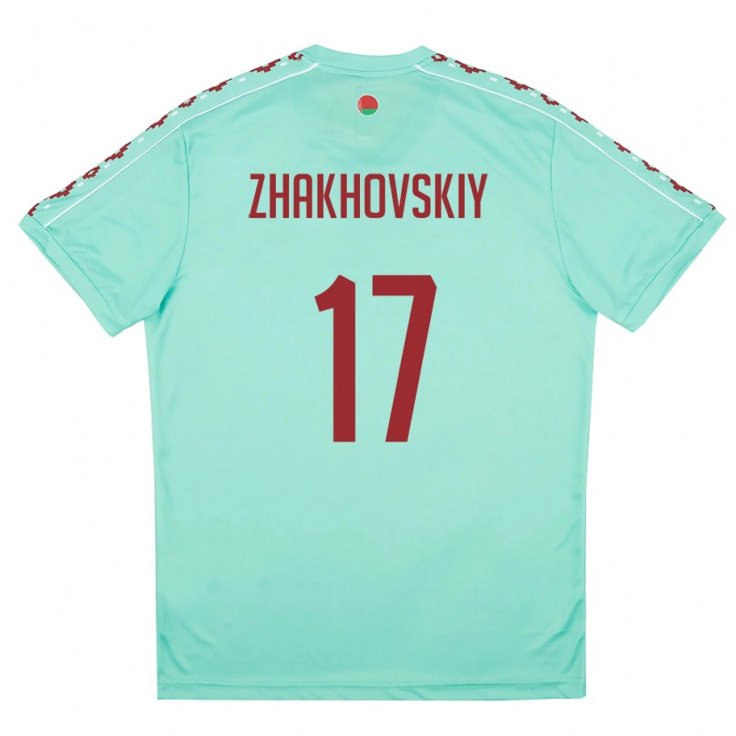 Danxen Hombre Camiseta Bielorrusia Ivan Zhakhovskiy #17 Verde Claro Borgoña 2ª Equipación 26-28 La Camisa México