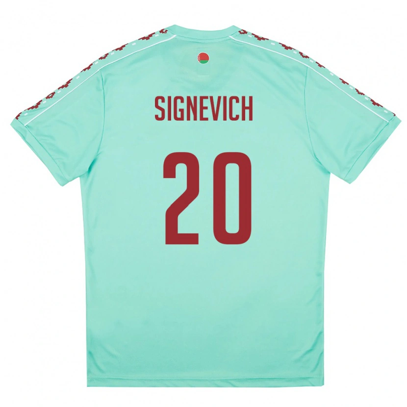 Danxen Hombre Camiseta Bielorrusia Zakhar Signevich #20 Verde Claro Borgoña 2ª Equipación 26-28 La Camisa México