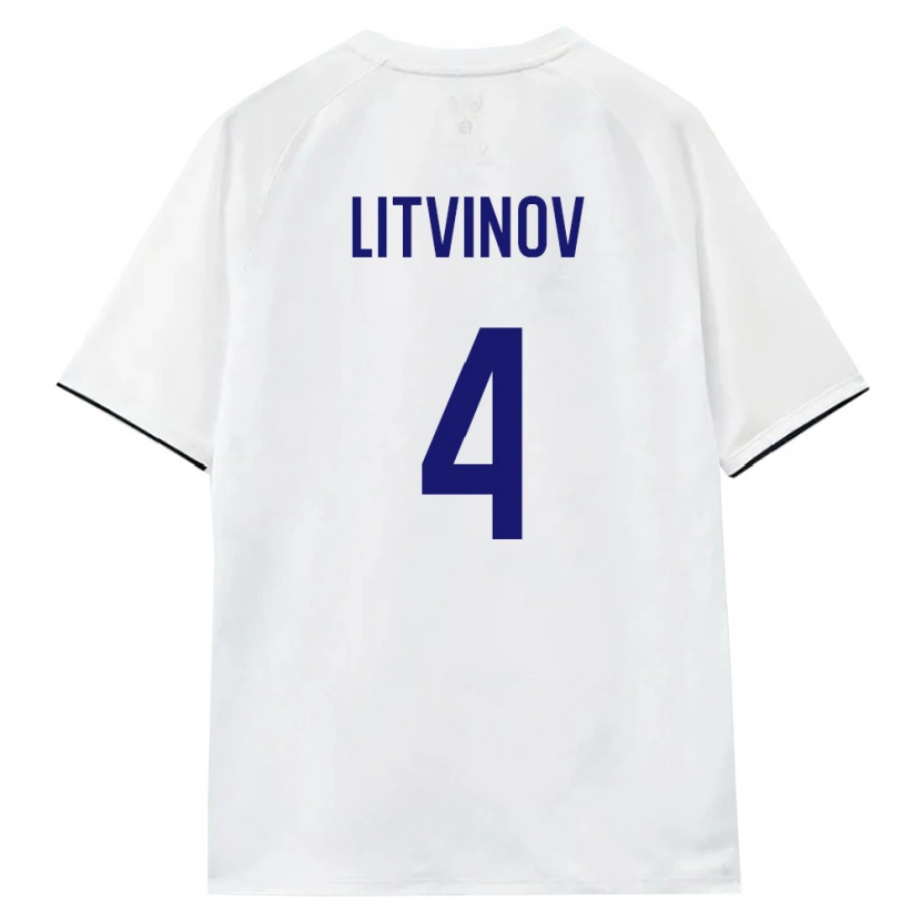 Danxen Hombre Camiseta Rusia Konstantin Litvinov #4 Blanco Marrón Negro 2ª Equipación 26-28 La Camisa México