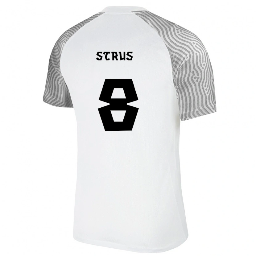 Danxen Hombre Camiseta Estonia Paul Strus #8 Blanco Gris 2ª Equipación 26-28 La Camisa México