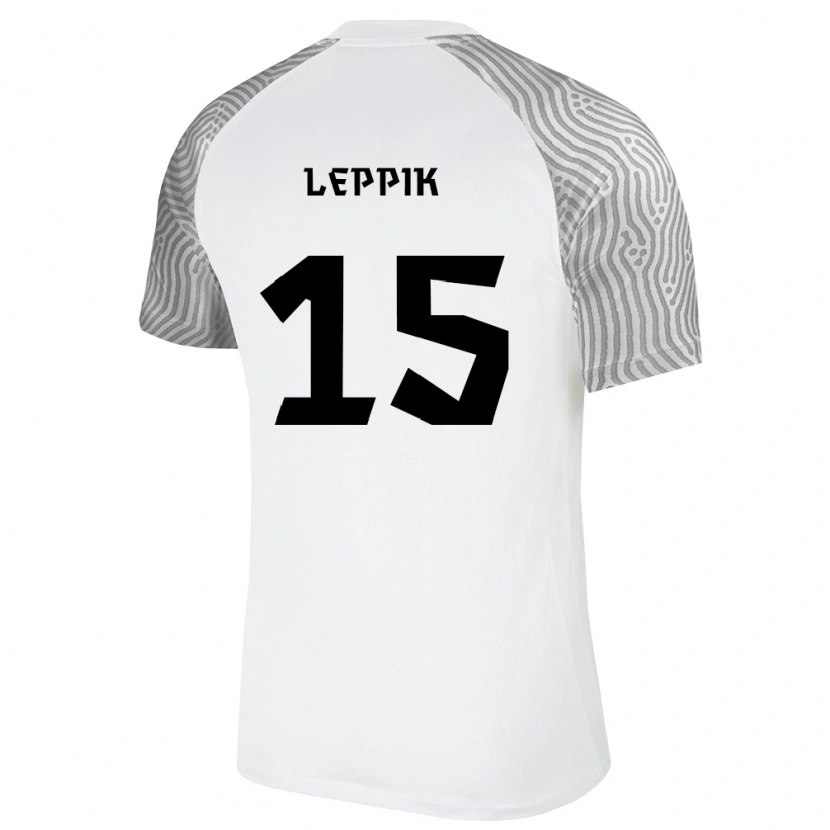 Danxen Hombre Camiseta Estonia Romet Leppik #15 Blanco Gris 2ª Equipación 26-28 La Camisa México