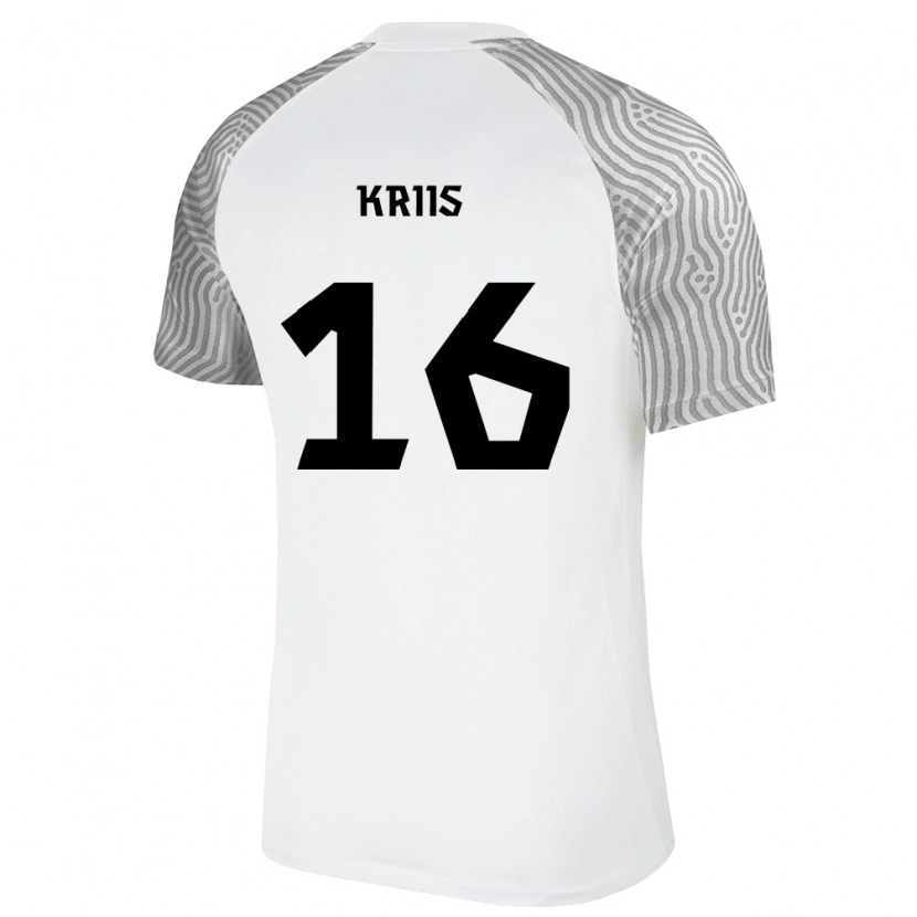 Danxen Hombre Camiseta Estonia Kristjan Kriis #16 Blanco Gris 2ª Equipación 26-28 La Camisa México