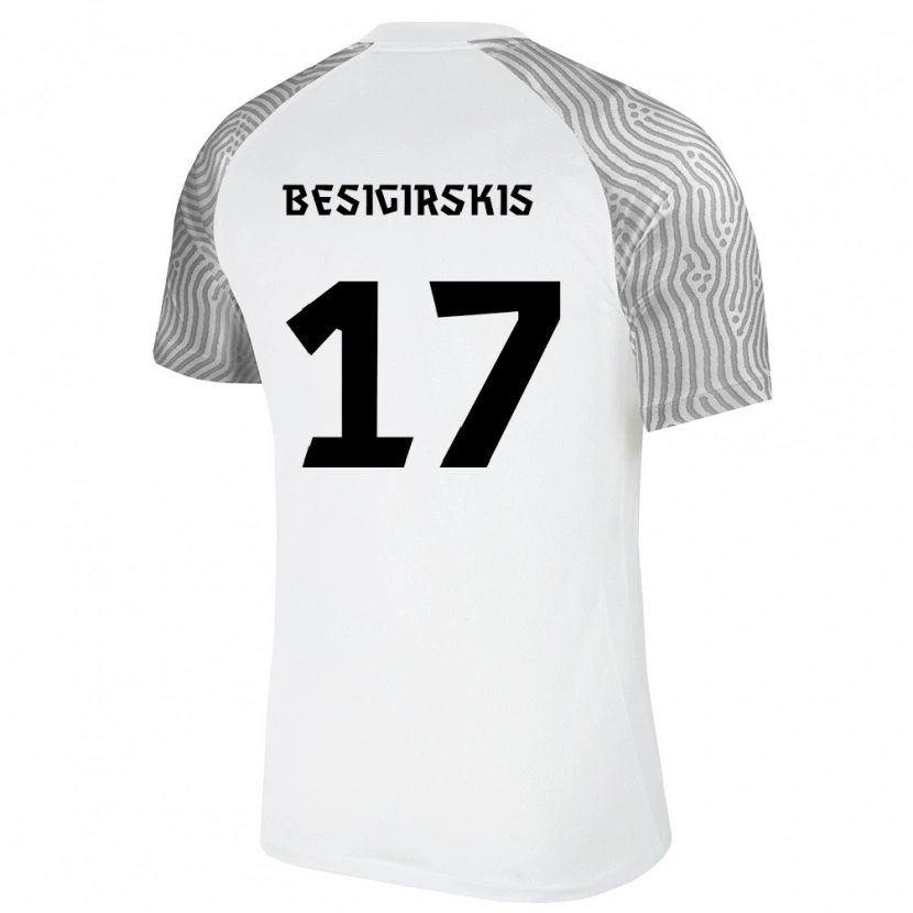 Danxen Hombre Camiseta Estonia Arnas Besigirskis #17 Blanco Gris 2ª Equipación 26-28 La Camisa México