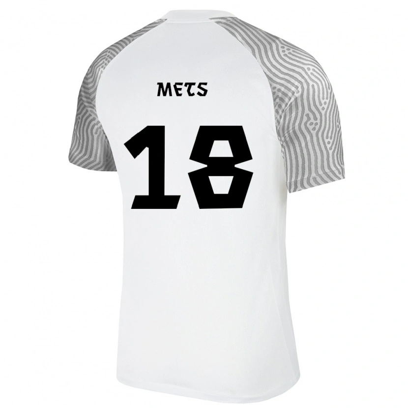 Danxen Hombre Camiseta Estonia Karol Mets #18 Blanco Gris 2ª Equipación 26-28 La Camisa México