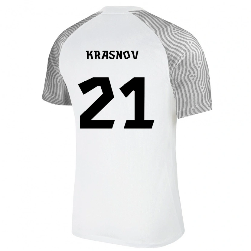 Danxen Hombre Camiseta Estonia Ivan Krasnov #21 Blanco Gris 2ª Equipación 26-28 La Camisa México