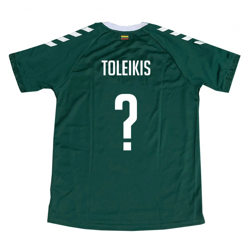 Danxen Hombre Camiseta Lituania Adomas Toleikis #0 Verde Oscuro Blanco 2ª Equipación 26-28 La Camisa México