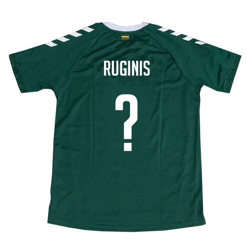 Danxen Hombre Camiseta Lituania Augustas Ruginis #0 Verde Oscuro Blanco 2ª Equipación 26-28 La Camisa México