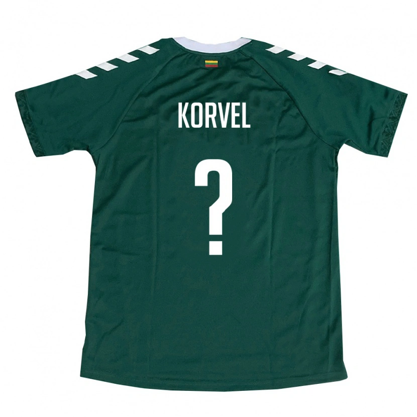 Danxen Hombre Camiseta Lituania Lukas Korvel #0 Verde Oscuro Blanco 2ª Equipación 26-28 La Camisa México