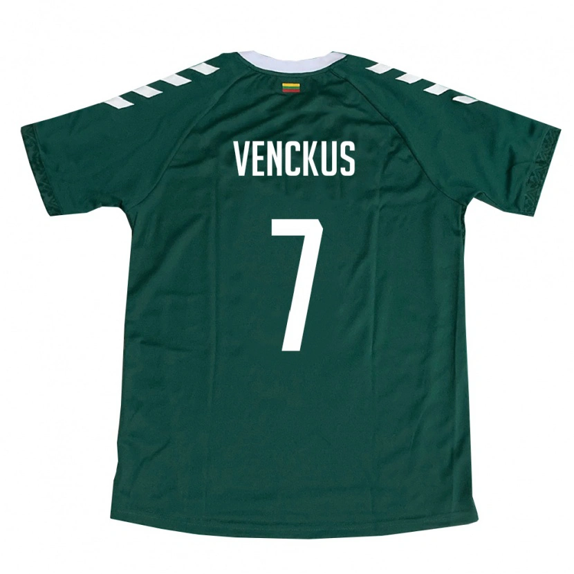 Danxen Hombre Camiseta Lituania Mangirdas Venckus #7 Verde Oscuro Blanco 2ª Equipación 26-28 La Camisa México