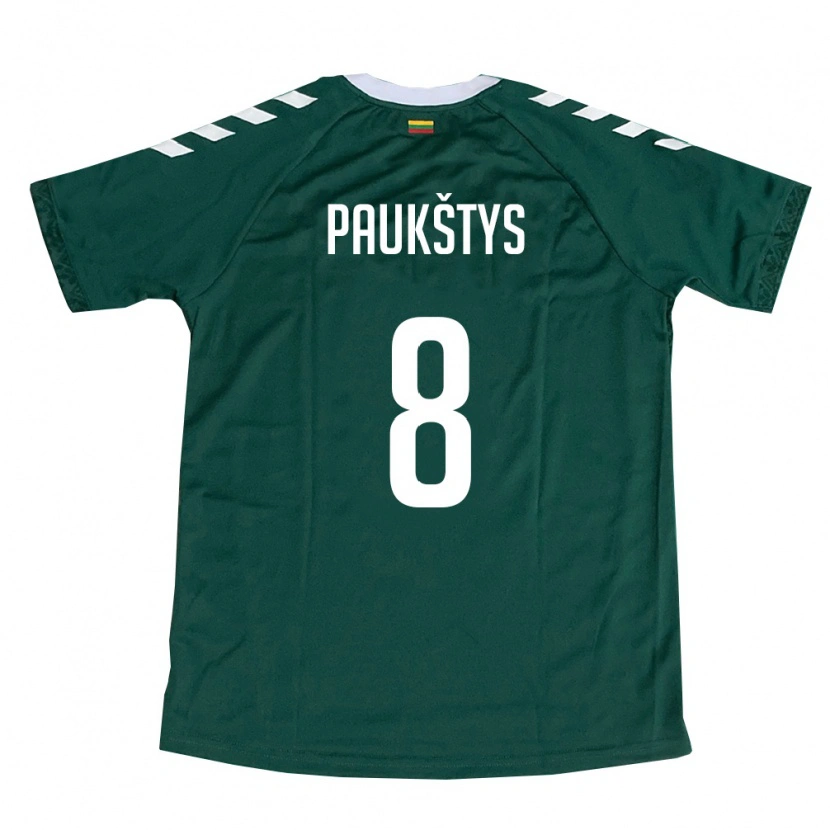 Danxen Hombre Camiseta Lituania Skirmantas Paukštys #8 Verde Oscuro Blanco 2ª Equipación 26-28 La Camisa México