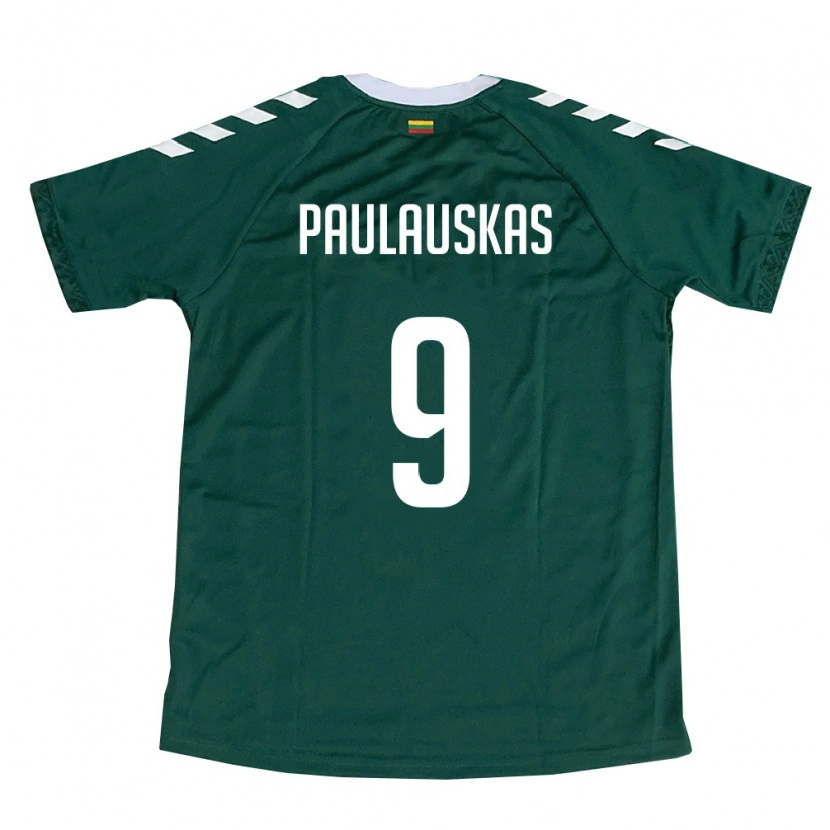 Danxen Hombre Camiseta Lituania Gytis Paulauskas #9 Verde Oscuro Blanco 2ª Equipación 26-28 La Camisa México