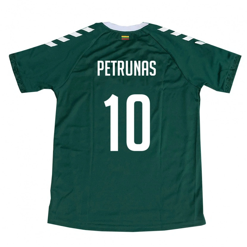 Danxen Hombre Camiseta Lituania Lukas Petrunas #10 Verde Oscuro Blanco 2ª Equipación 26-28 La Camisa México