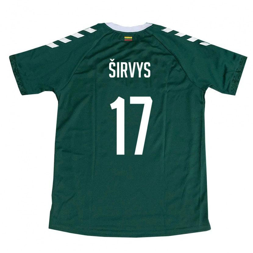 Danxen Hombre Camiseta Lituania Pijus Sirvys #17 Verde Oscuro Blanco 2ª Equipación 26-28 La Camisa México