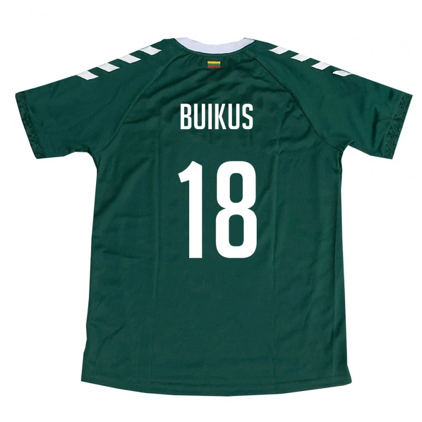 Danxen Hombre Camiseta Lituania Adomas Buikus #18 Verde Oscuro Blanco 2ª Equipación 26-28 La Camisa México