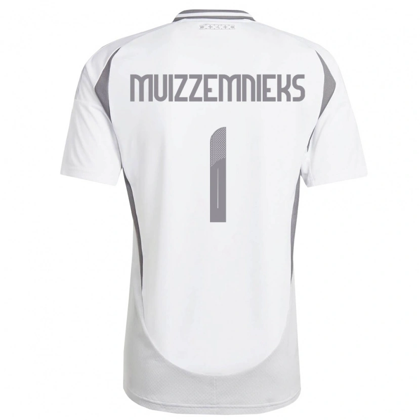 Danxen Hombre Camiseta Letonia Mareks Muizzemnieks #1 Blanco Gris Oscuro 2ª Equipación 26-28 La Camisa México