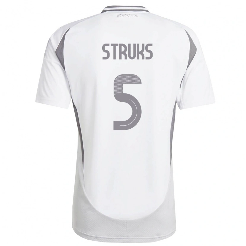 Danxen Hombre Camiseta Letonia Ivans Struks #5 Blanco Gris Oscuro 2ª Equipación 26-28 La Camisa México