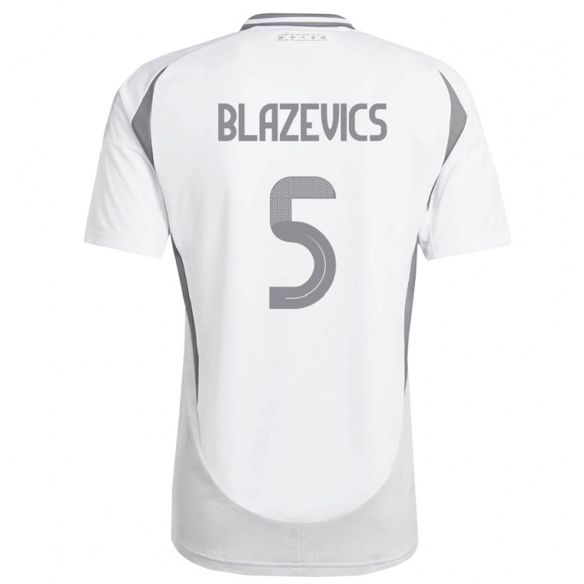 Danxen Hombre Camiseta Letonia Jegors Blazevics #5 Blanco Gris Oscuro 2ª Equipación 26-28 La Camisa México