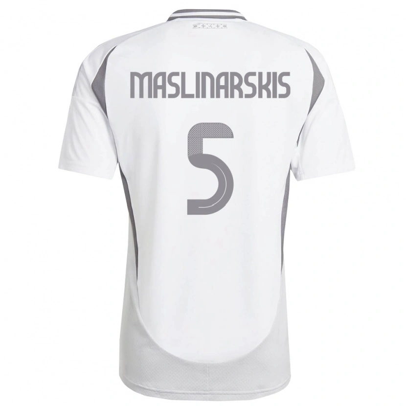 Danxen Hombre Camiseta Letonia Gustavs Maslinarskis #5 Blanco Gris Oscuro 2ª Equipación 26-28 La Camisa México