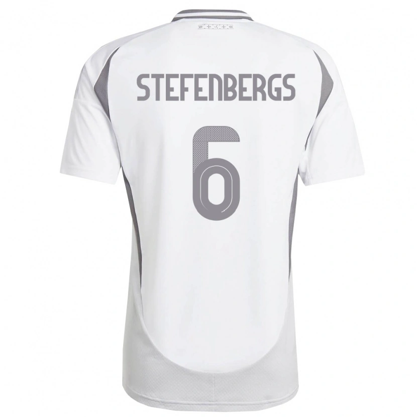 Danxen Hombre Camiseta Letonia Linarts Stefenbergs #6 Blanco Gris Oscuro 2ª Equipación 26-28 La Camisa México