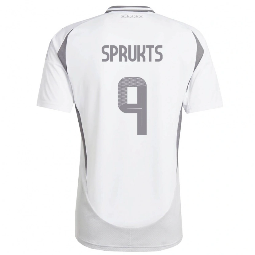 Danxen Hombre Camiseta Letonia Emils Sprukts #9 Blanco Gris Oscuro 2ª Equipación 26-28 La Camisa México