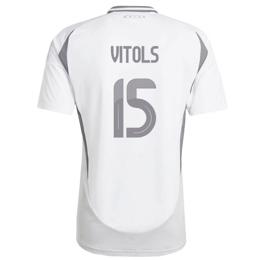 Danxen Hombre Camiseta Letonia Rauls Vitols #15 Blanco Gris Oscuro 2ª Equipación 26-28 La Camisa México