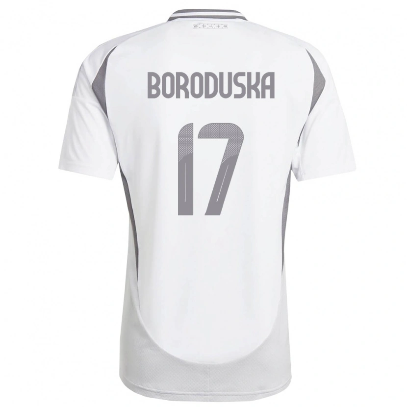 Danxen Hombre Camiseta Letonia Eriks Boroduska #17 Blanco Gris Oscuro 2ª Equipación 26-28 La Camisa México