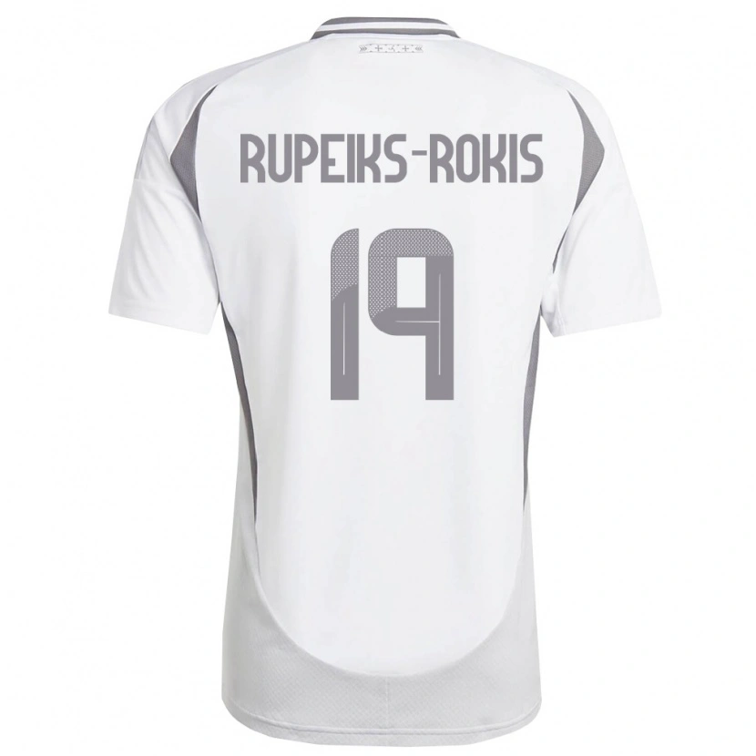 Danxen Hombre Camiseta Letonia Janis Rupeiks-Rokis #19 Blanco Gris Oscuro 2ª Equipación 26-28 La Camisa México